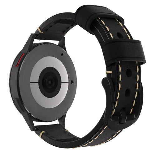 Genuine Leather Strap, black, on a watch, 3/4 rear view