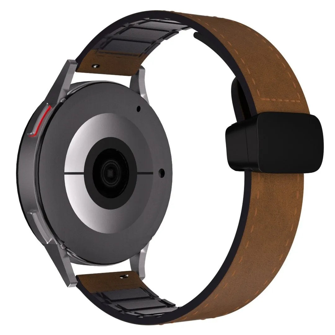 Amazfit Balance 2 Lederarmband mit D-Schließe (Dunkel Braun)