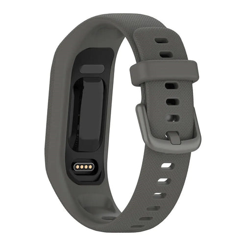 Silicone Strap, dark grey, on a watch, 3/4 rear view