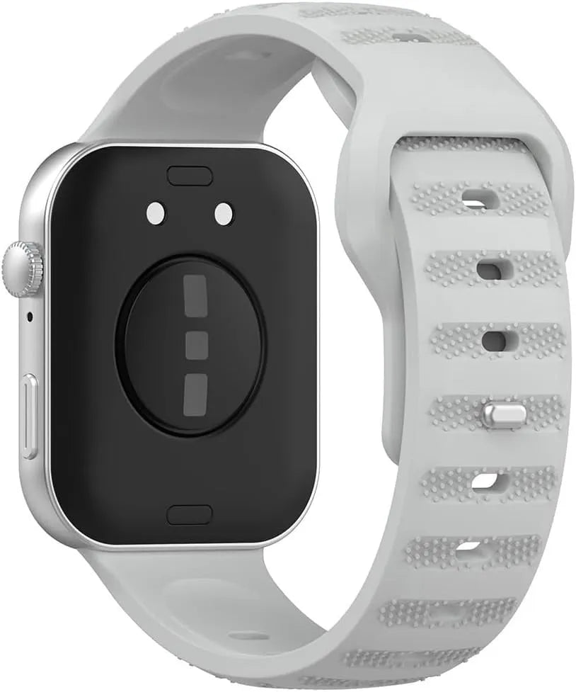 Outdoor Silicone Strap, grey, on a watch, 3/4 rear view