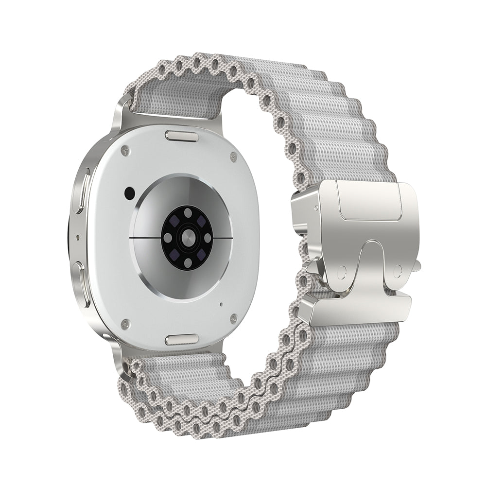 Correa nylon Outdoor con hebilla-P Samsung Galaxy Watch 8 - 40mm (blanco con plata)