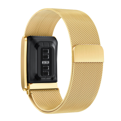 Milanese Strap, gold, on a watch, 3/4 rear view