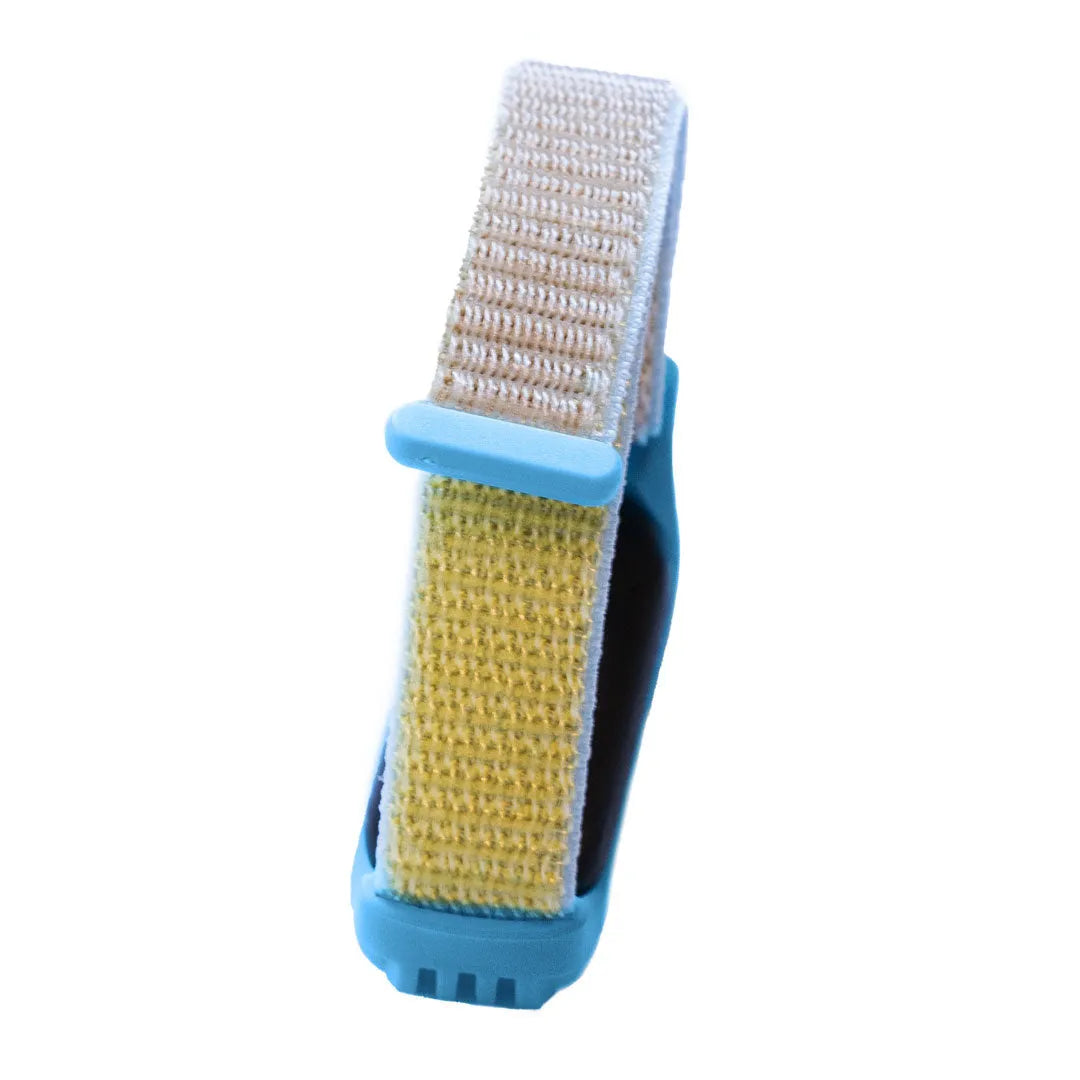 Nylon Strap, camel, on a watch, 3/4 rear view