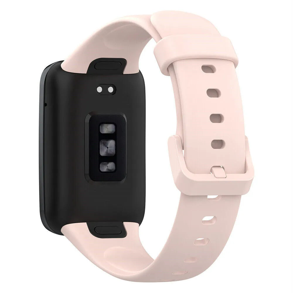 Silicone Strap, pink, on a watch, 3/4 rear view
