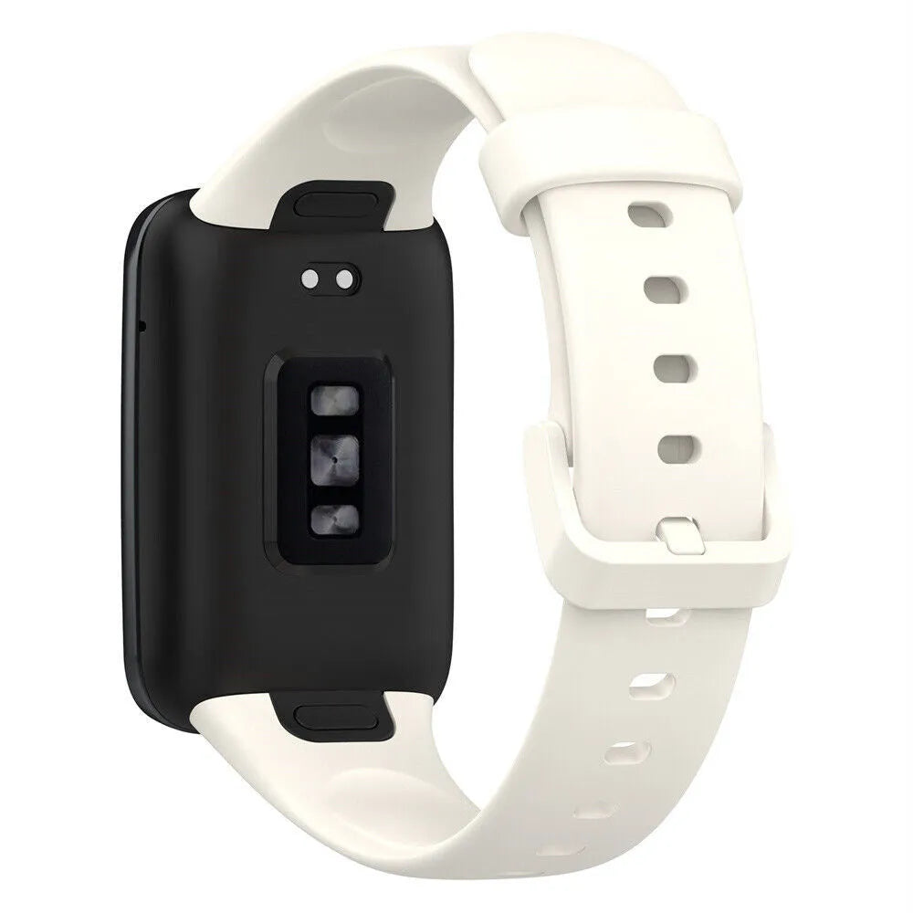 Silicone Strap, white, on a watch, 3/4 rear view