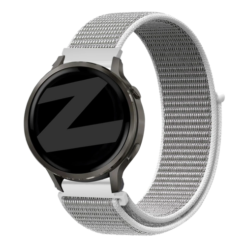 Nylon Loop Strap, grey, on a watch, 3/4 rear view