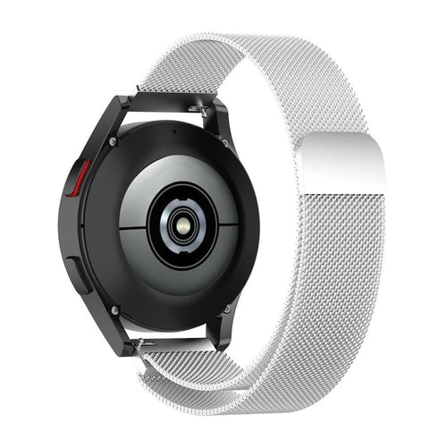 Milanese Strap, silver, on a watch, 3/4 rear view