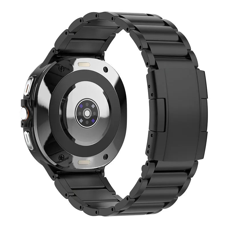 Titanium Strap, black, on a watch, 3/4 rear view