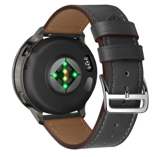 Bandz Garmin Vivomove Luxe lederen band 'Deluxe' (zwart)