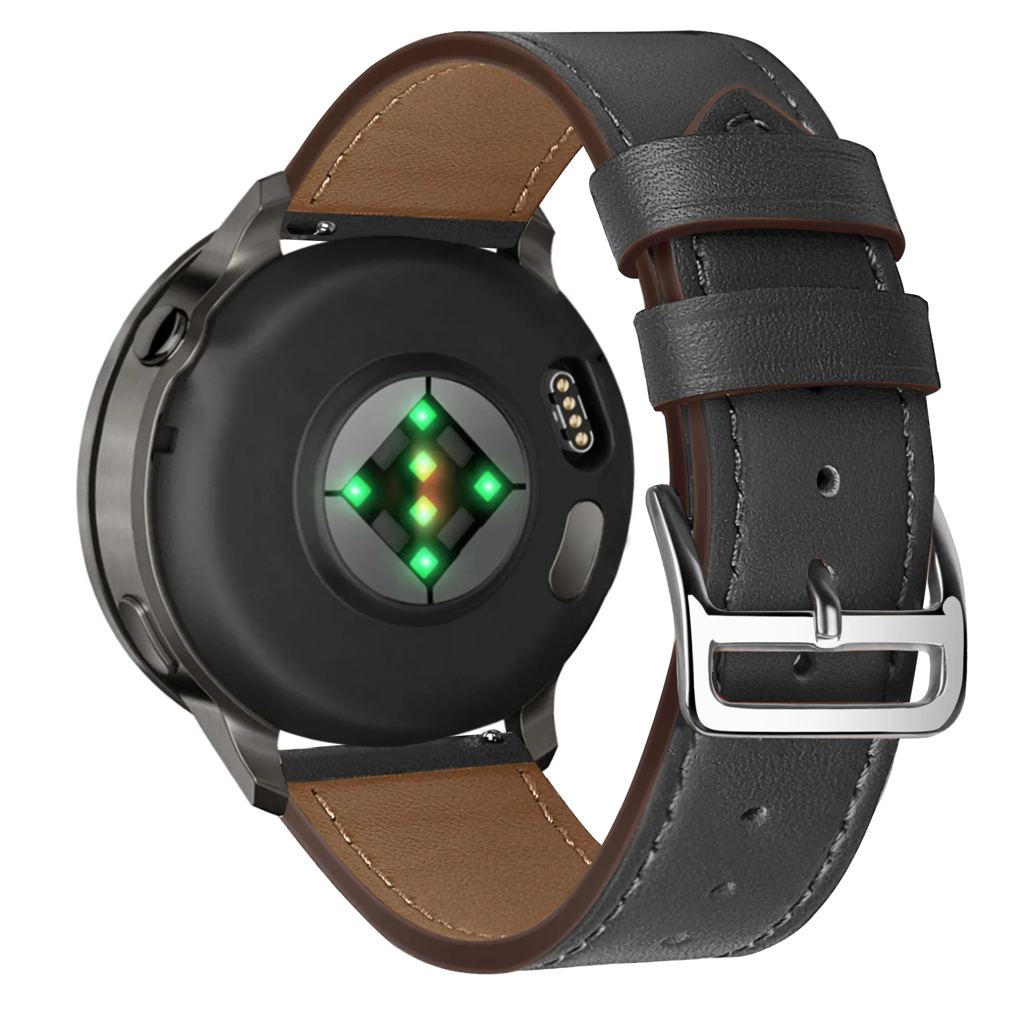 Bandz Bracelet cuir 'Deluxe' Garmin Venu 2 (noir)