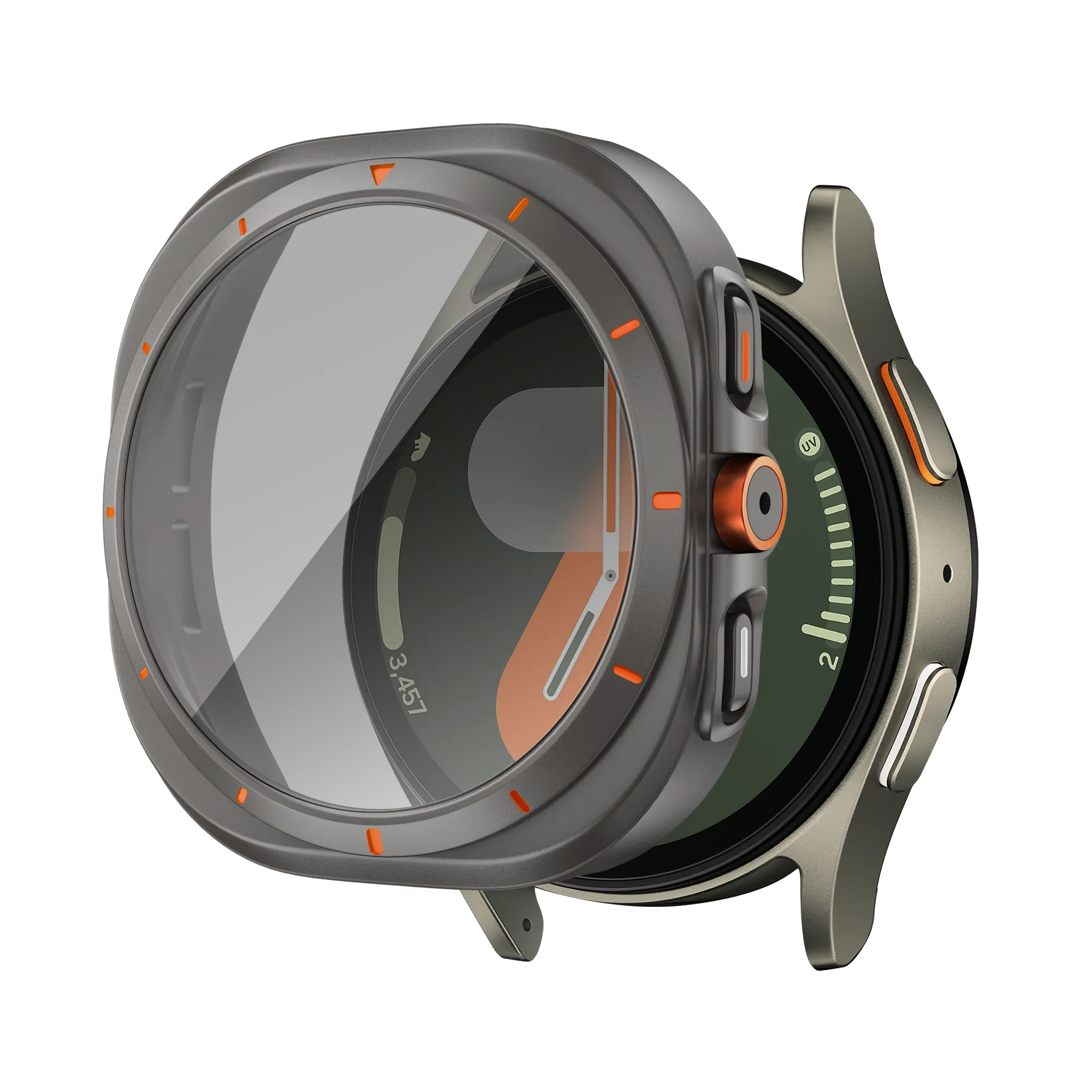 Bandz Coque de PC carrée avec verre Samsung Galaxy Watch 7 - 44 mm (gris titane)