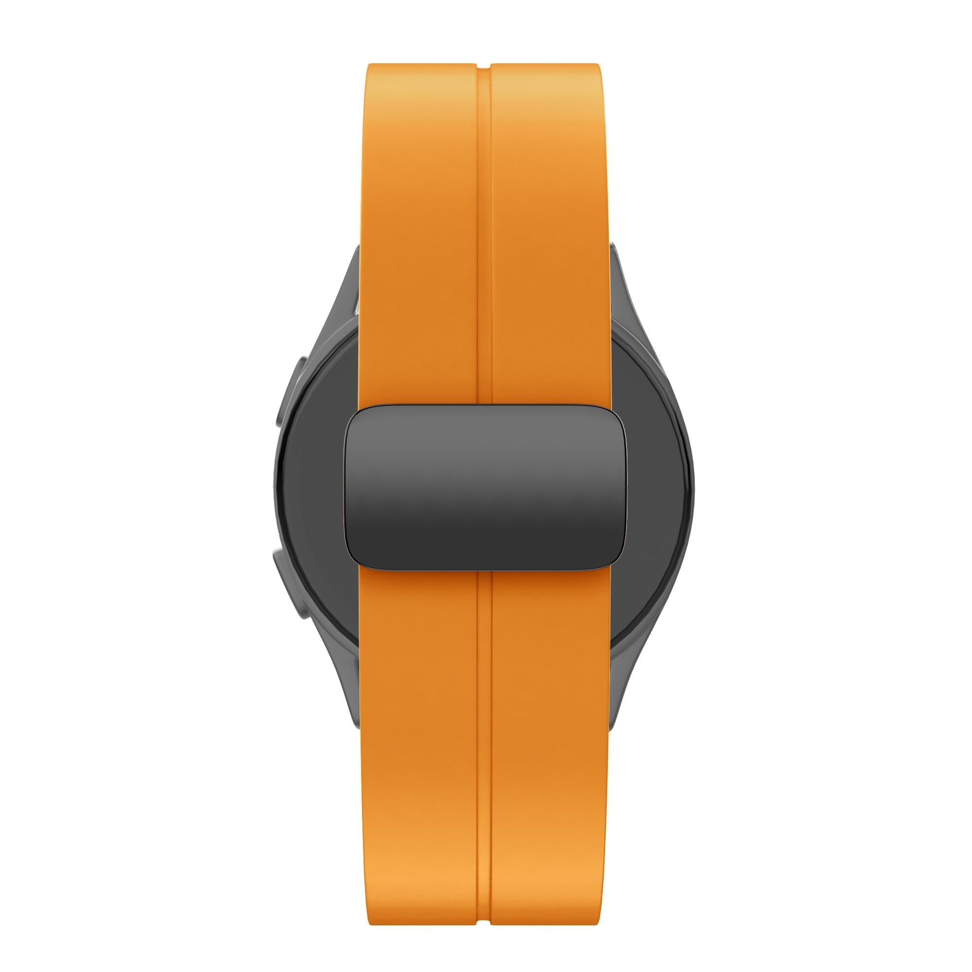 D-Buckle Silicone Strap, yellow, on a watch, direct front view