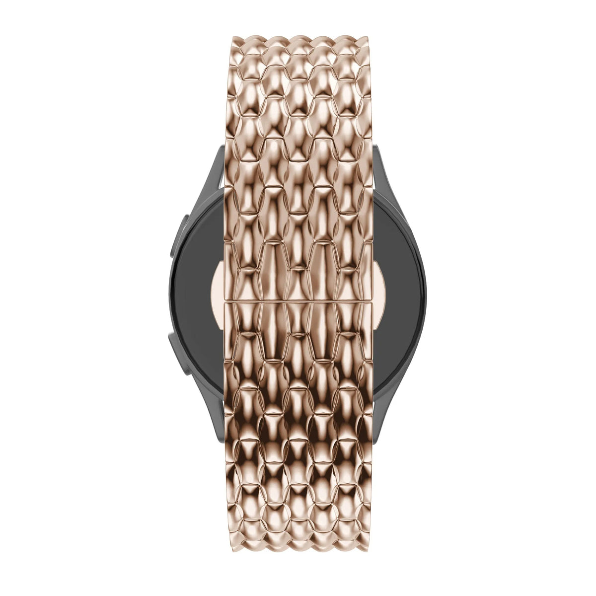 Steel Strap 'Dragon', rose gold, on a watch, direct front view