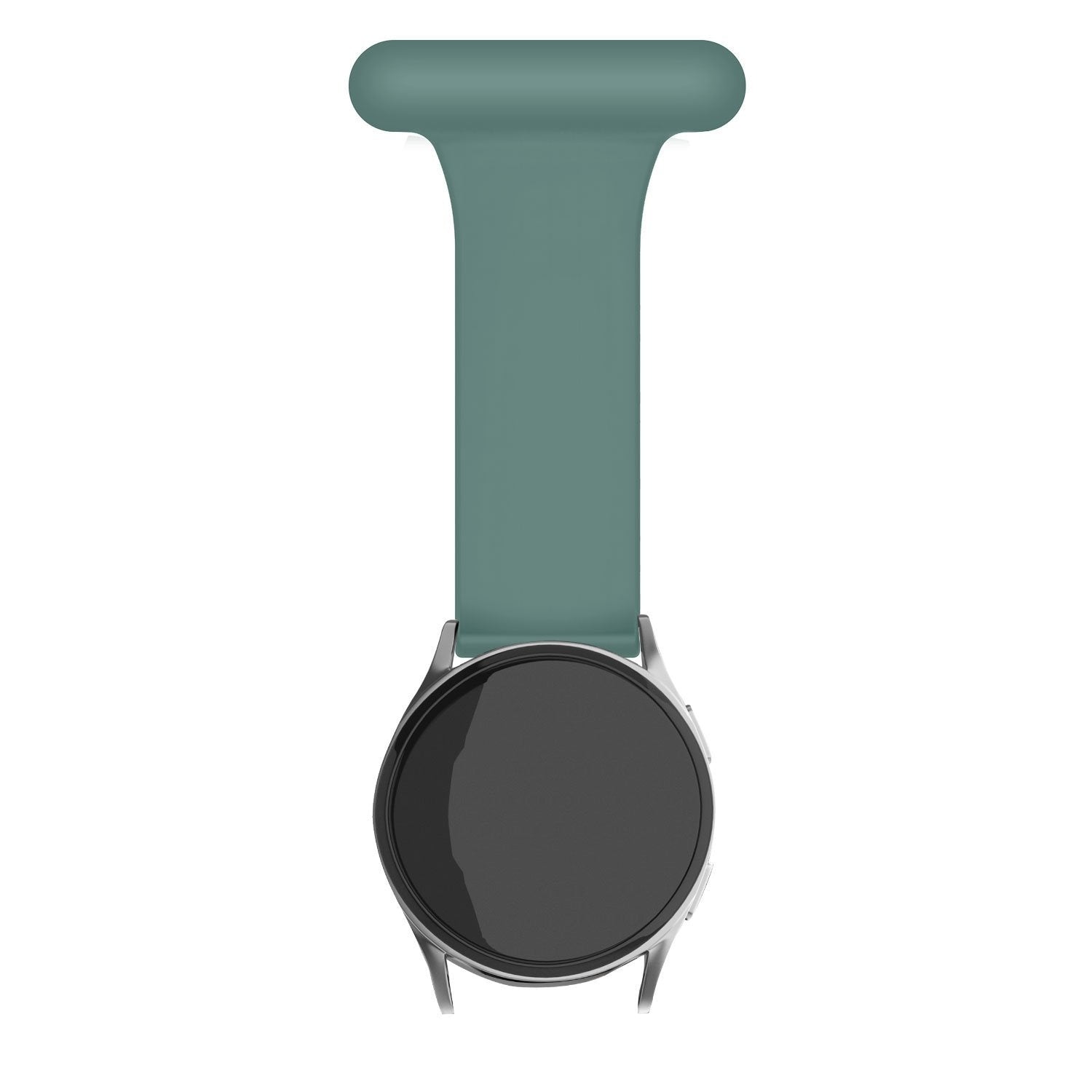 Silicone Nurse Fob, green, on a watch, direct front view