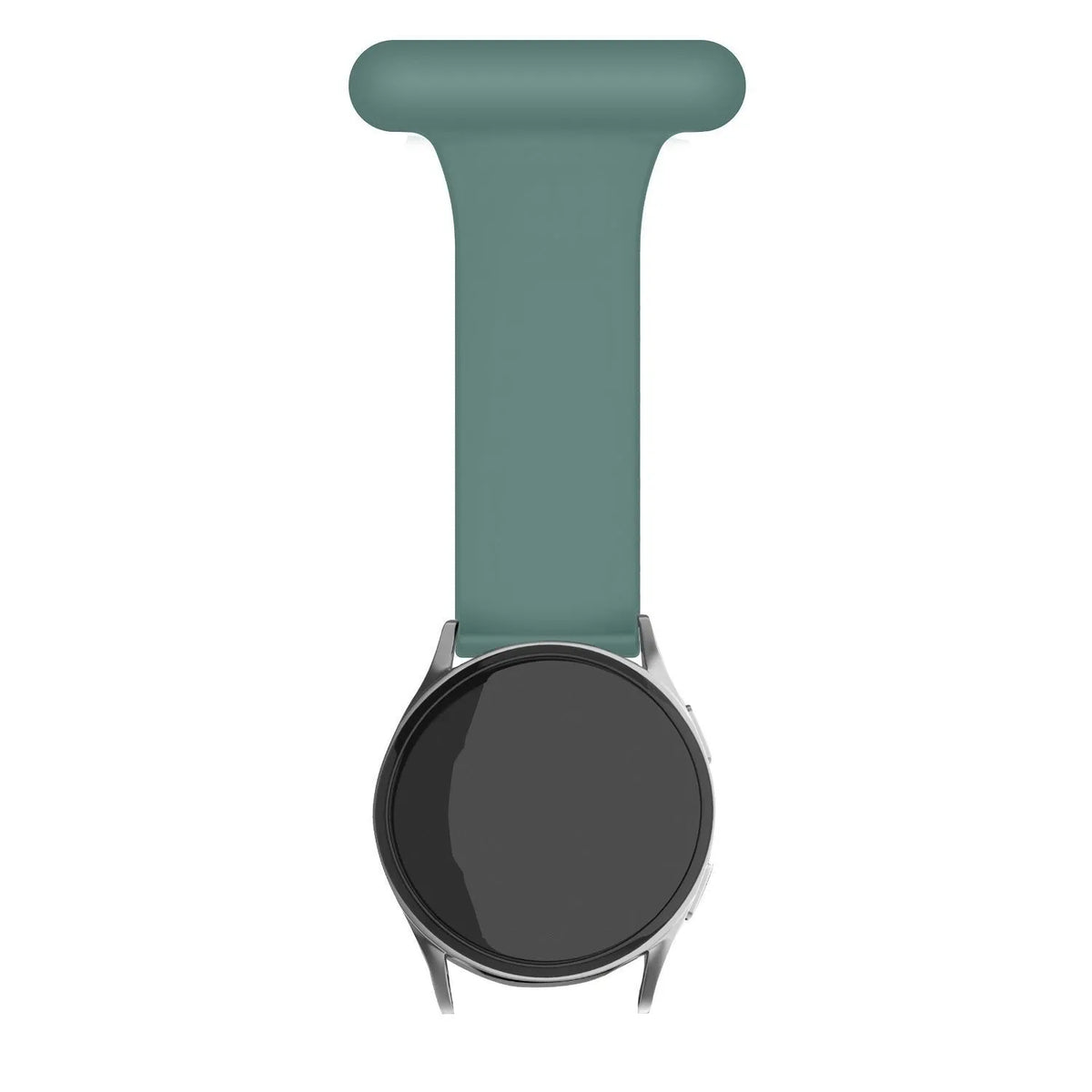 Silicone Nurse Fob, green, on a watch, direct front view