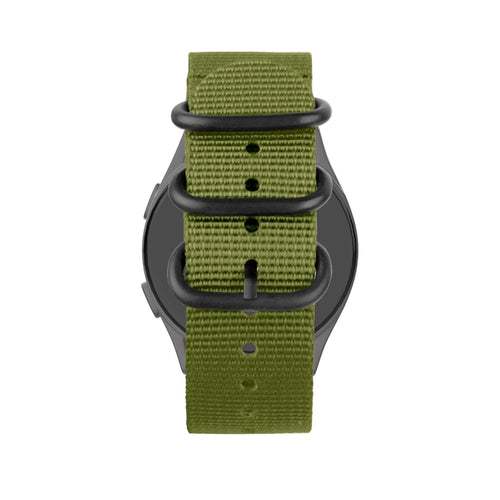 Buckled Nylon Strap, green, on a watch, direct front view