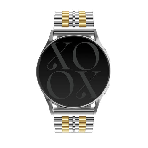 Steel Strap, silver/gold, on a watch, direct front view