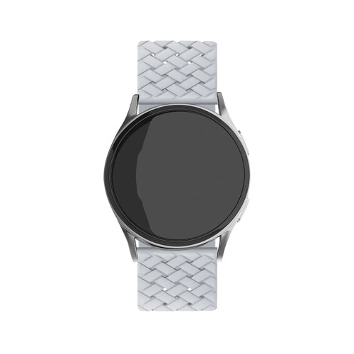 Braided Silicone Strap, grey, on a watch, direct front view