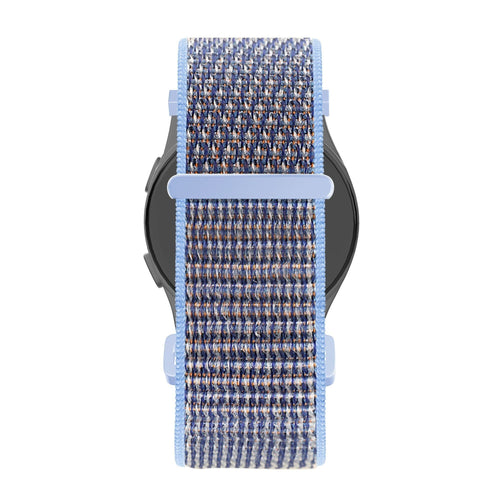 Nylon Loop Strap, azure blue, on a watch, direct front view