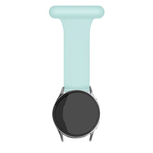 Silicone Nurse Fob, light green, on a watch, direct front view