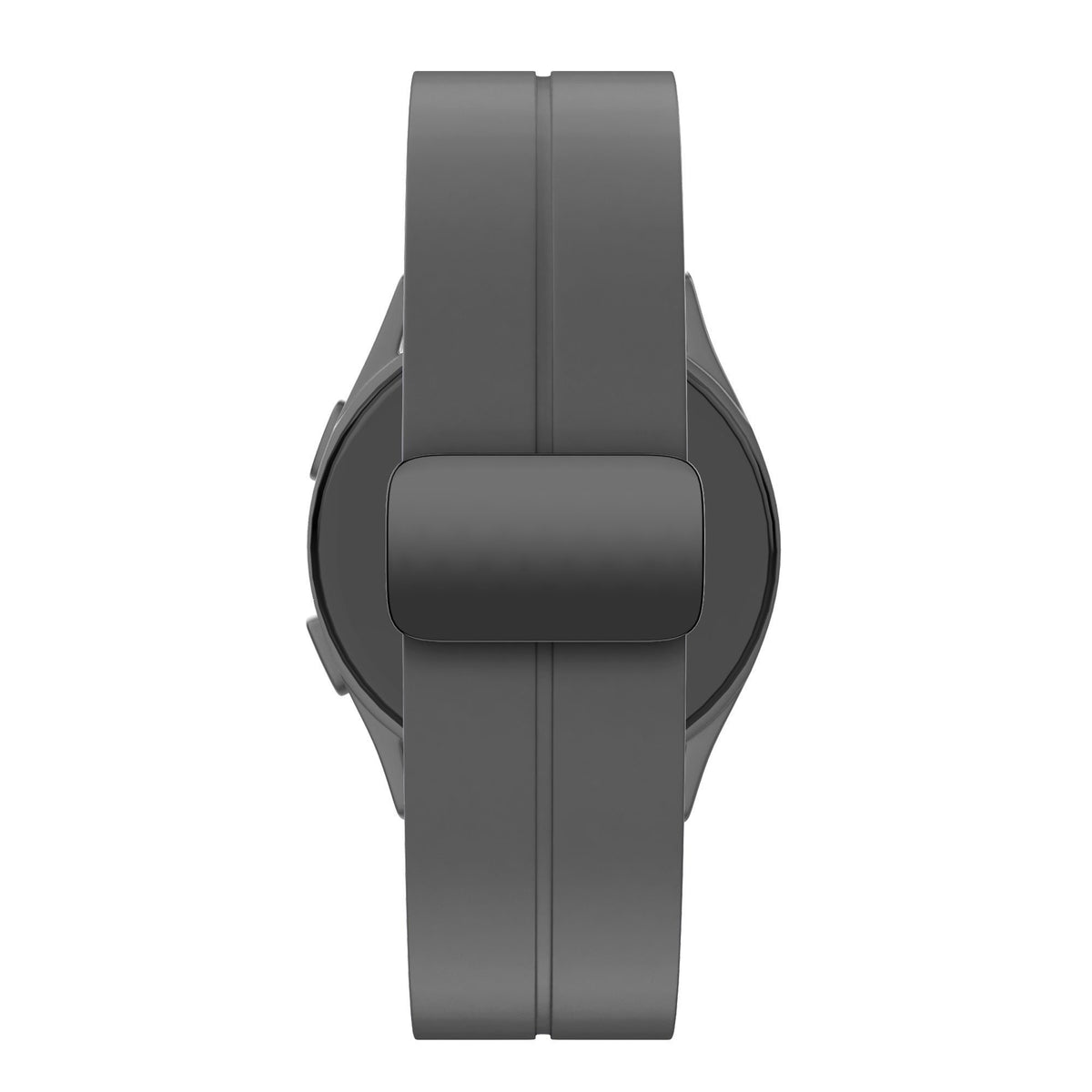 D-Buckle Silicone Strap, dark grey, on a watch, direct front view