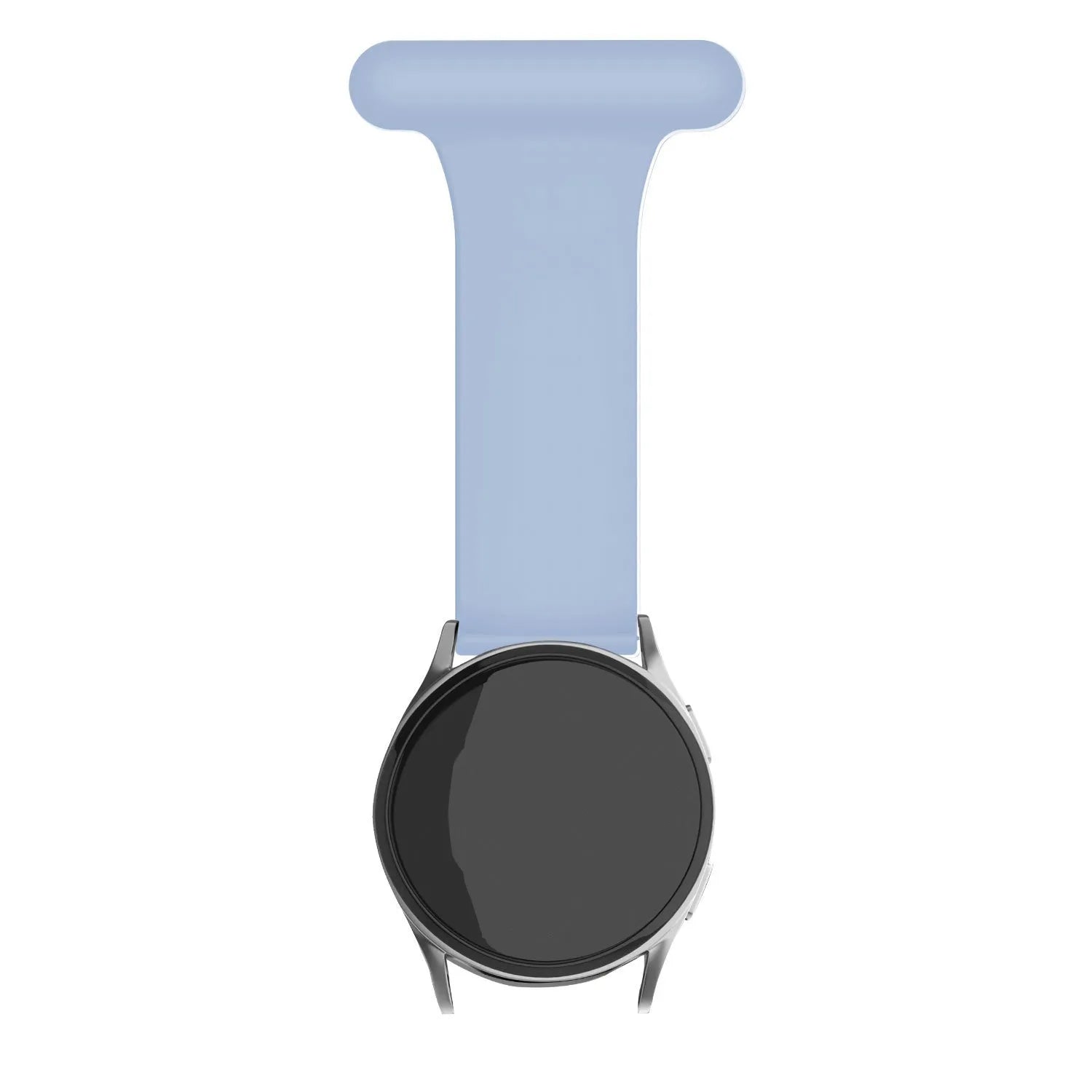 Silicone Nurse Fob, light blue, on a watch, direct front view