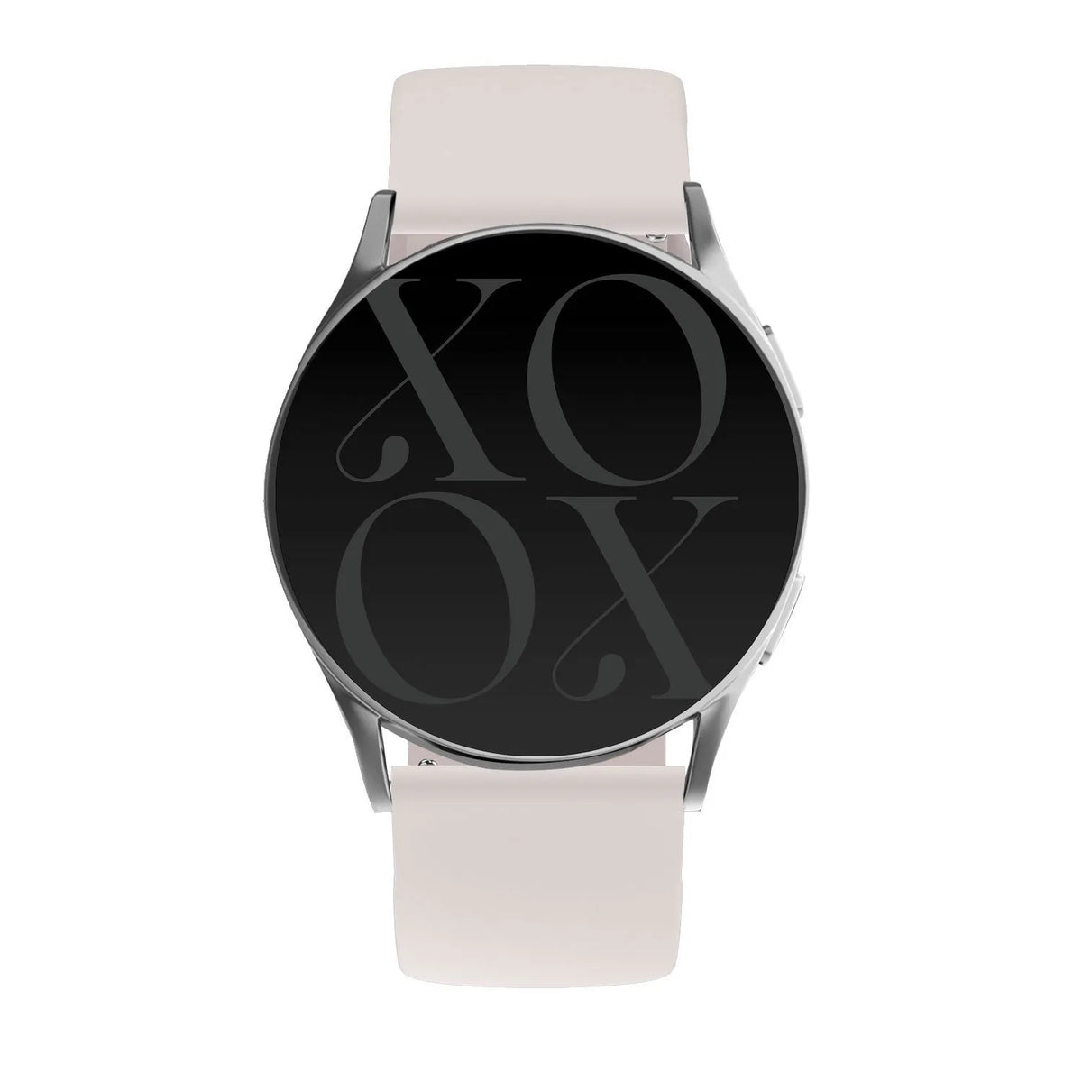 Silicone Strap, beige, on a watch, direct front view