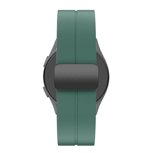 D-Buckle Silicone Strap, dark green, on a watch, direct front view