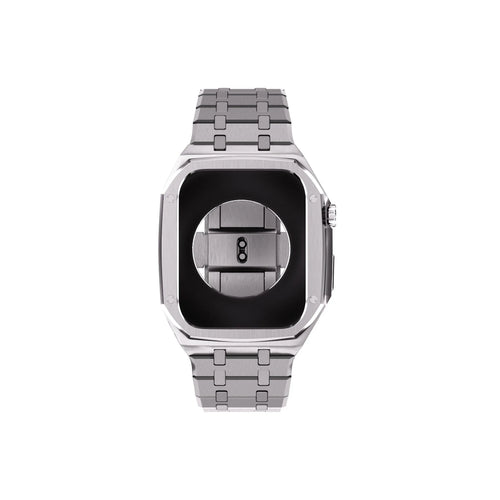 Reqior Apple Watch 45mm Hülle mit integriertem Stahlarmband (Silber)
