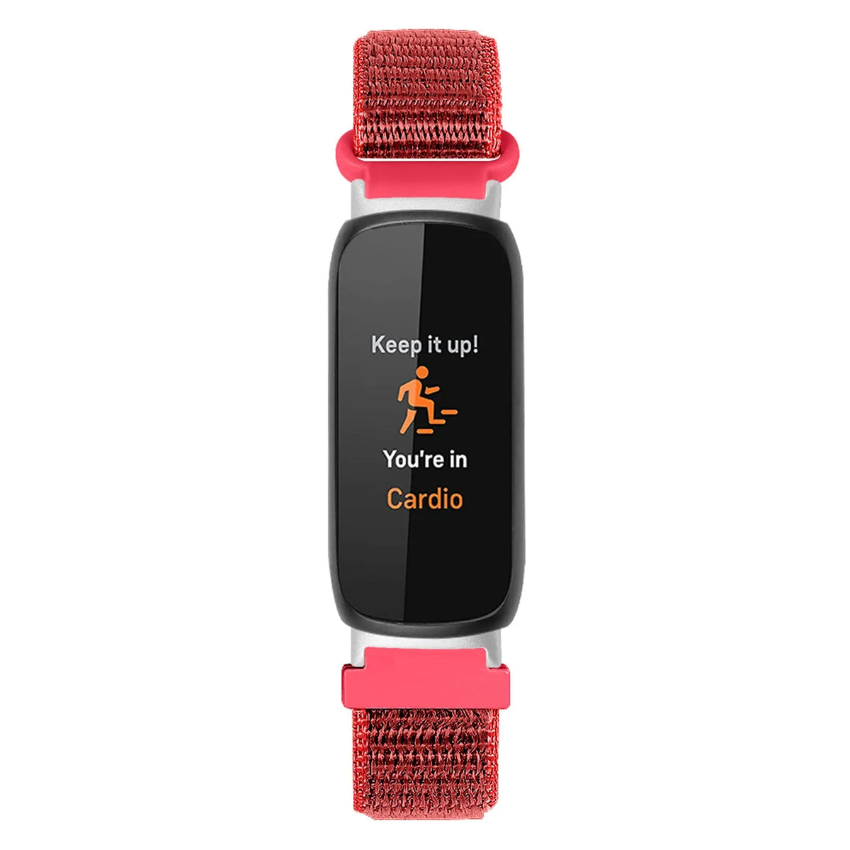 Nylon Strap, red, on a watch, direct front view