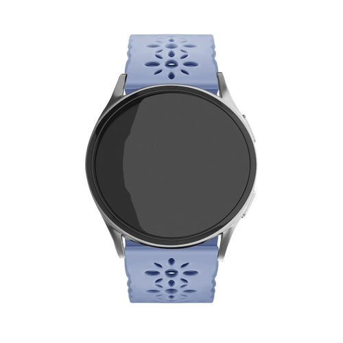 Patterned Silicone Strap, lavender grey, on a watch, direct front view