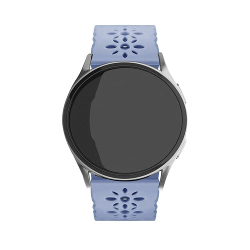 Patterned Silicone Strap, lavender grey, on a watch, direct front view