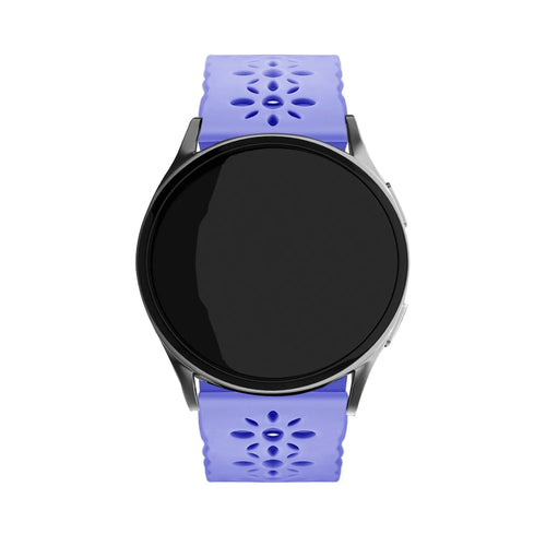 Patterned Silicone Strap, lilac, on a watch, direct front view