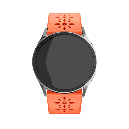 Patterned Silicone Strap, orange, on a watch, direct front view