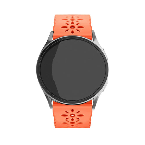 Patterned Silicone Strap, orange, on a watch, direct front view