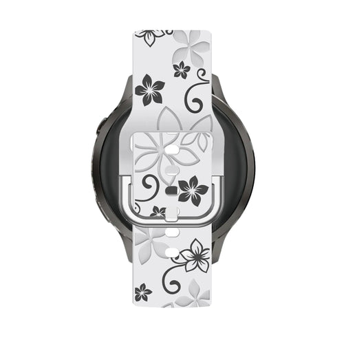 Bandz Bracelet silicone 'Fleurs' Garmin Forerunner 265s (blanc/noir)