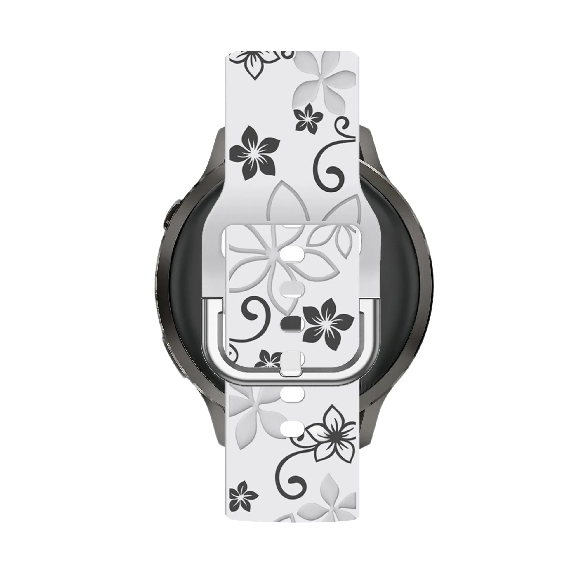 Bandz Bracelet silicone 'Fleurs' Garmin Approach J1 (blanc/noir)