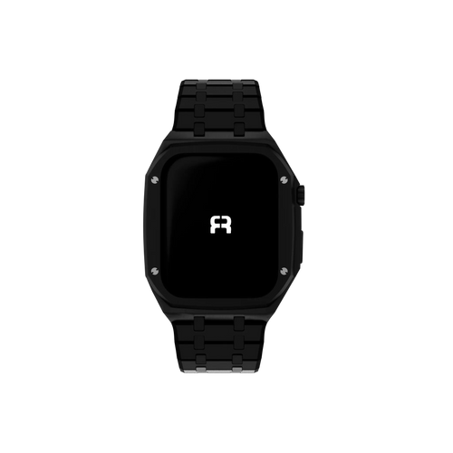 Reqior Apple Watch 45mm Hülle mit integriertem Stahlarmband (Schwarz)