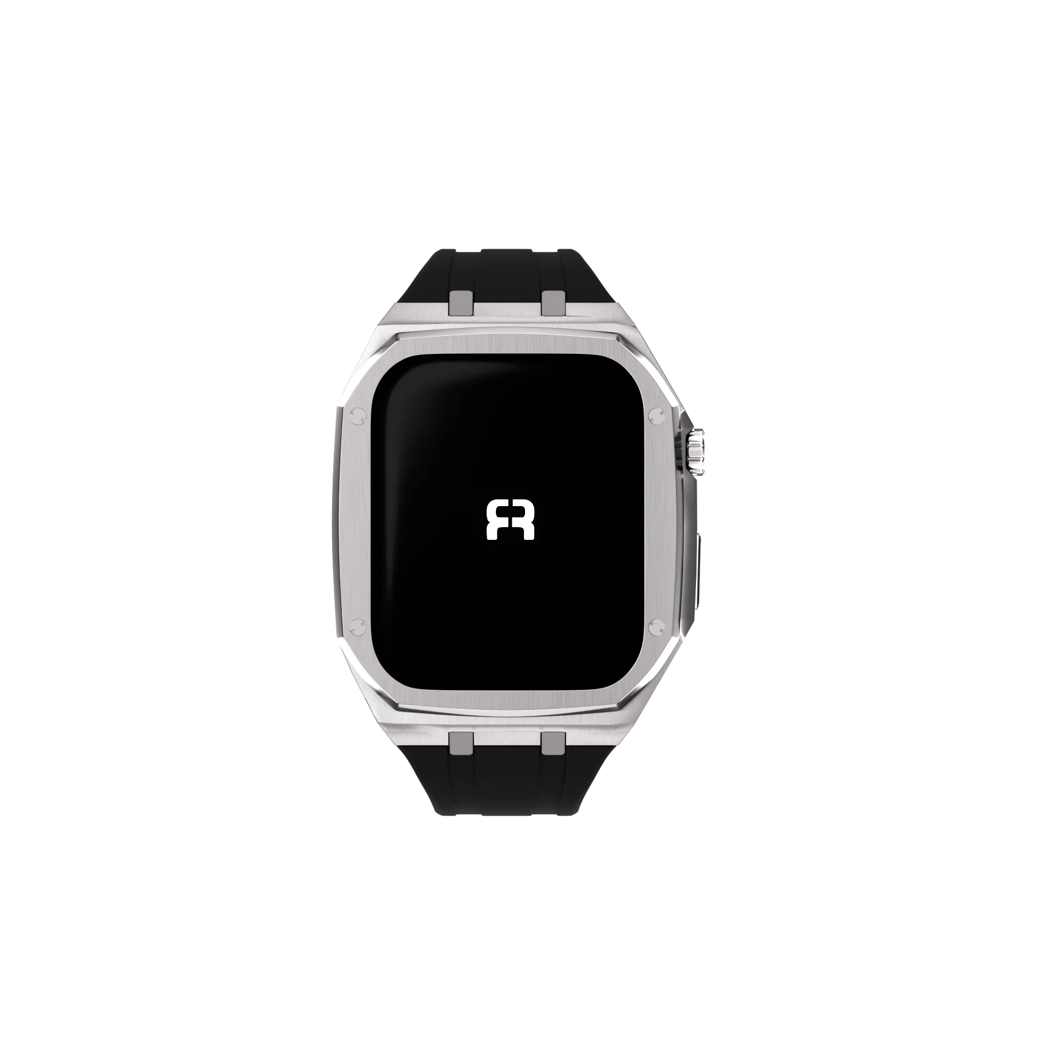 Reqior Apple Watch 45mm Metal Hülle mit integriertem Gummi-Armband (Silber)