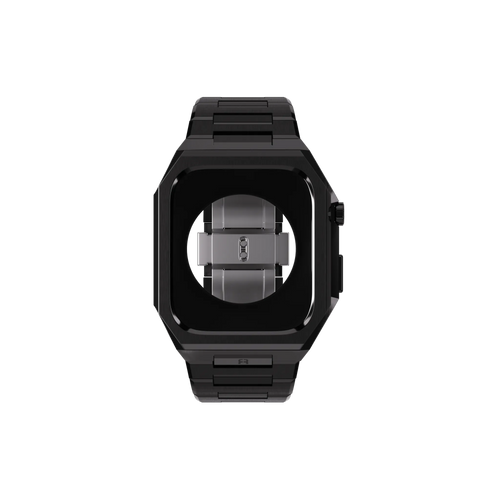 Reqior Apple Watch 45mm Case with Steel Strap 'Nautilus' (Black)