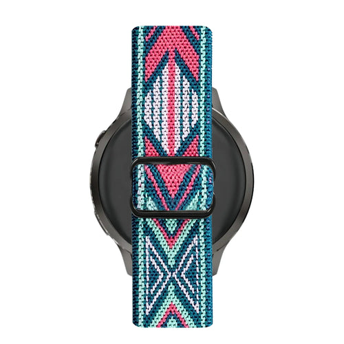 Elastic Nylon Strap, blue mix, on a watch, direct front view