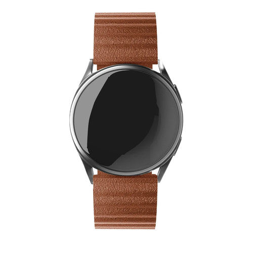 Leather Loop Strap, brown, on a watch, direct front view