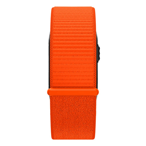 Nylon Strap 'Classic', orange, on a watch, direct front view