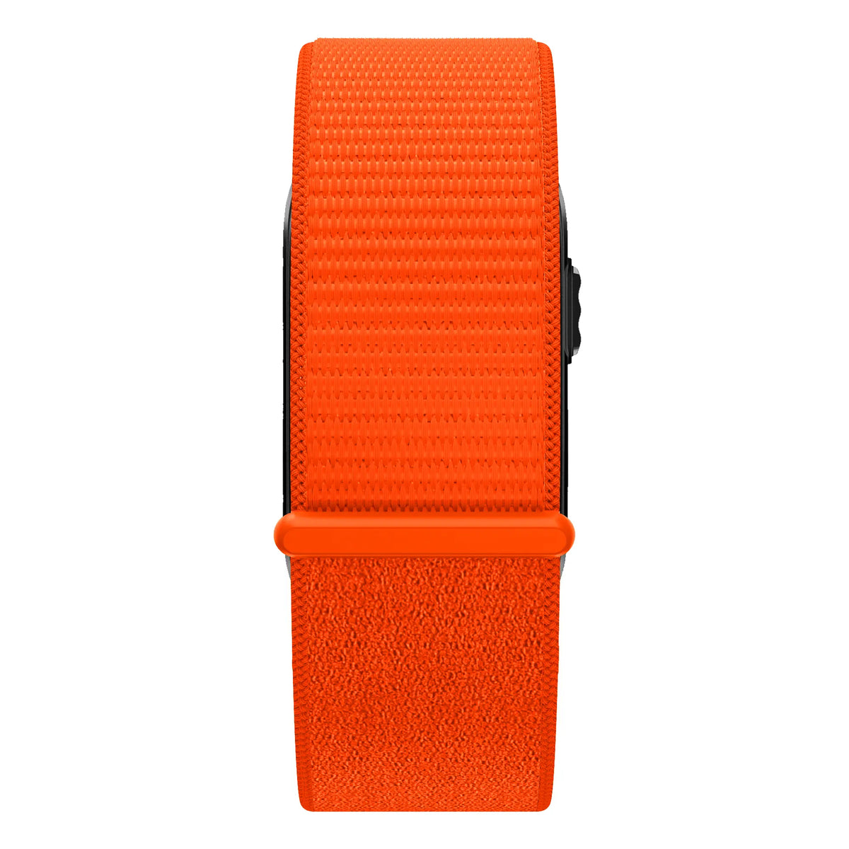 Nylon Strap 'Classic', orange, on a watch, direct front view