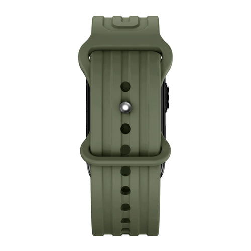 Silicone Strap 'Classic', army green, on a watch, direct front view
