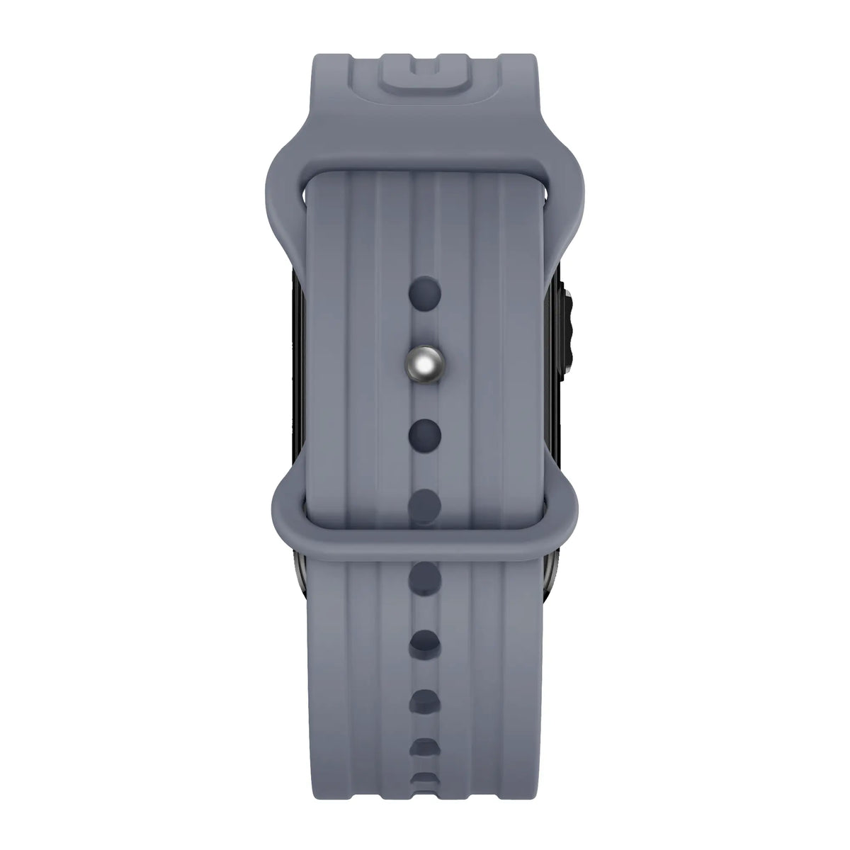 Silicone Strap 'Classic', grey-blue, on a watch, direct front view