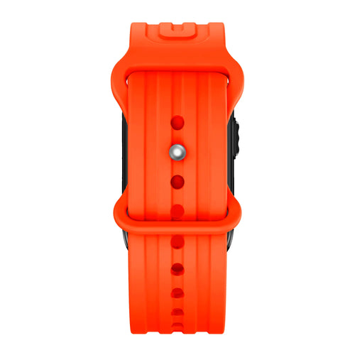 Silicone Strap 'Classic', orange, on a watch, direct front view