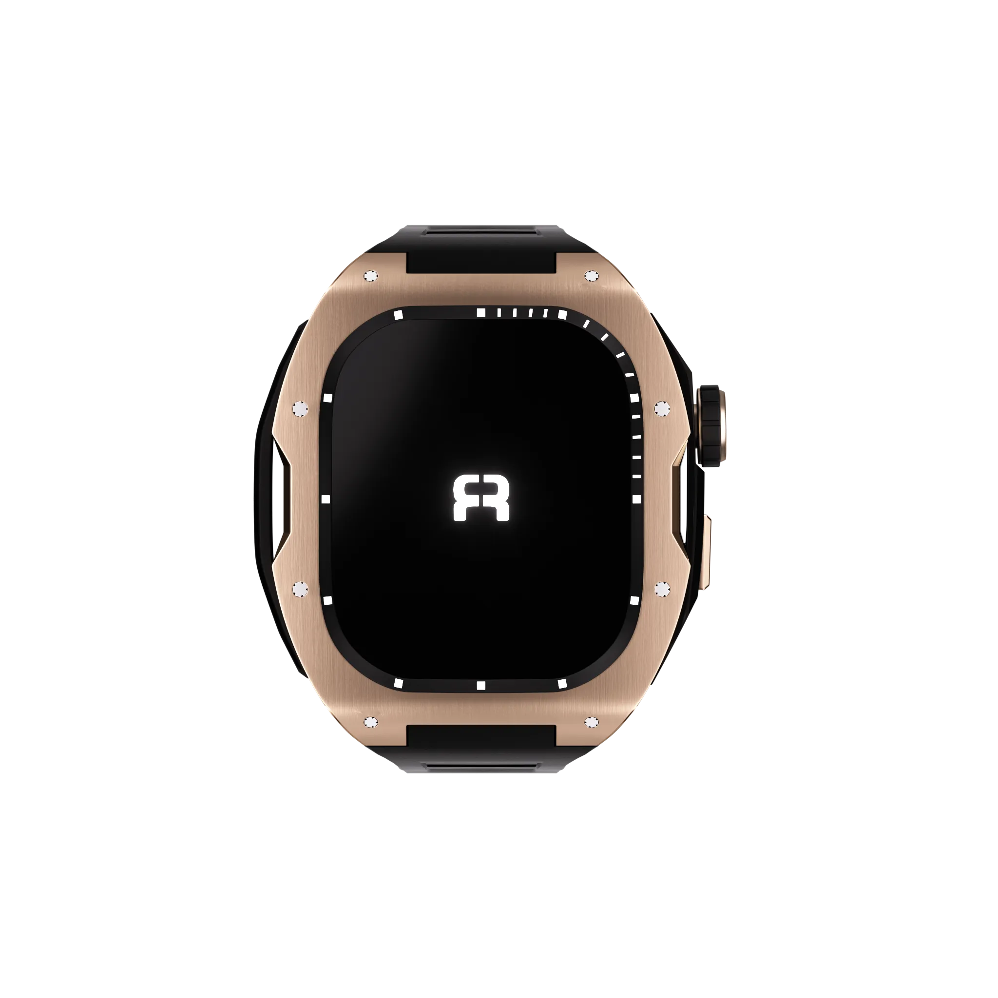 Reqior Apple Watch 45mm Case with Rubber Strap (Rose Gold/Black)