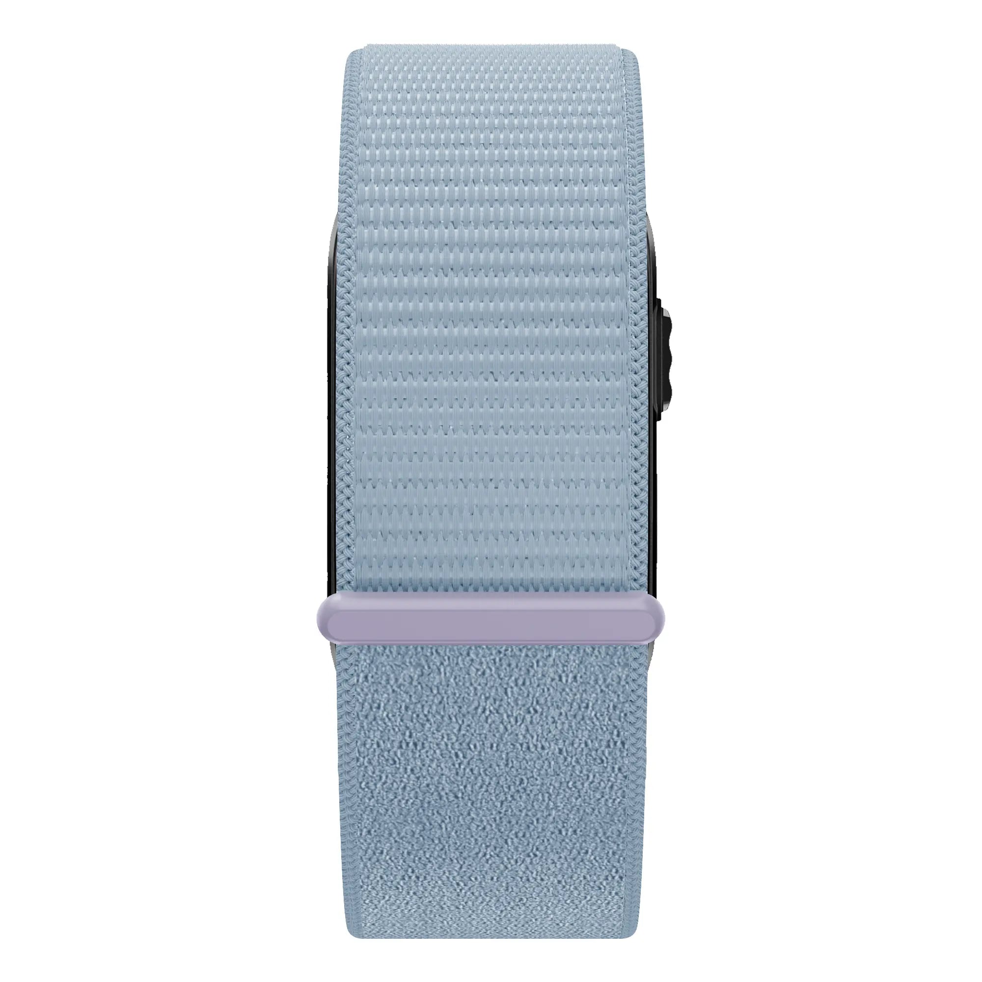 Nylon Strap 'Classic', light blue, on a watch, direct front view