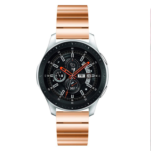 Premium Metal Strap, rose gold, on a watch, direct front view